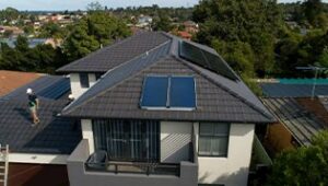 Solar hot water collector on roof